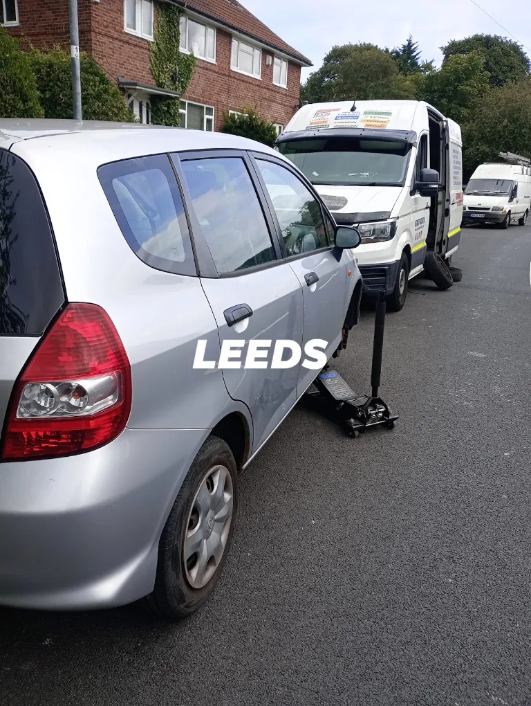 AH Mobile Tyre Fitting van attending a car in Leeds