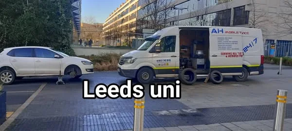 AH mobile tyre fitting van attending a car near Leeds University