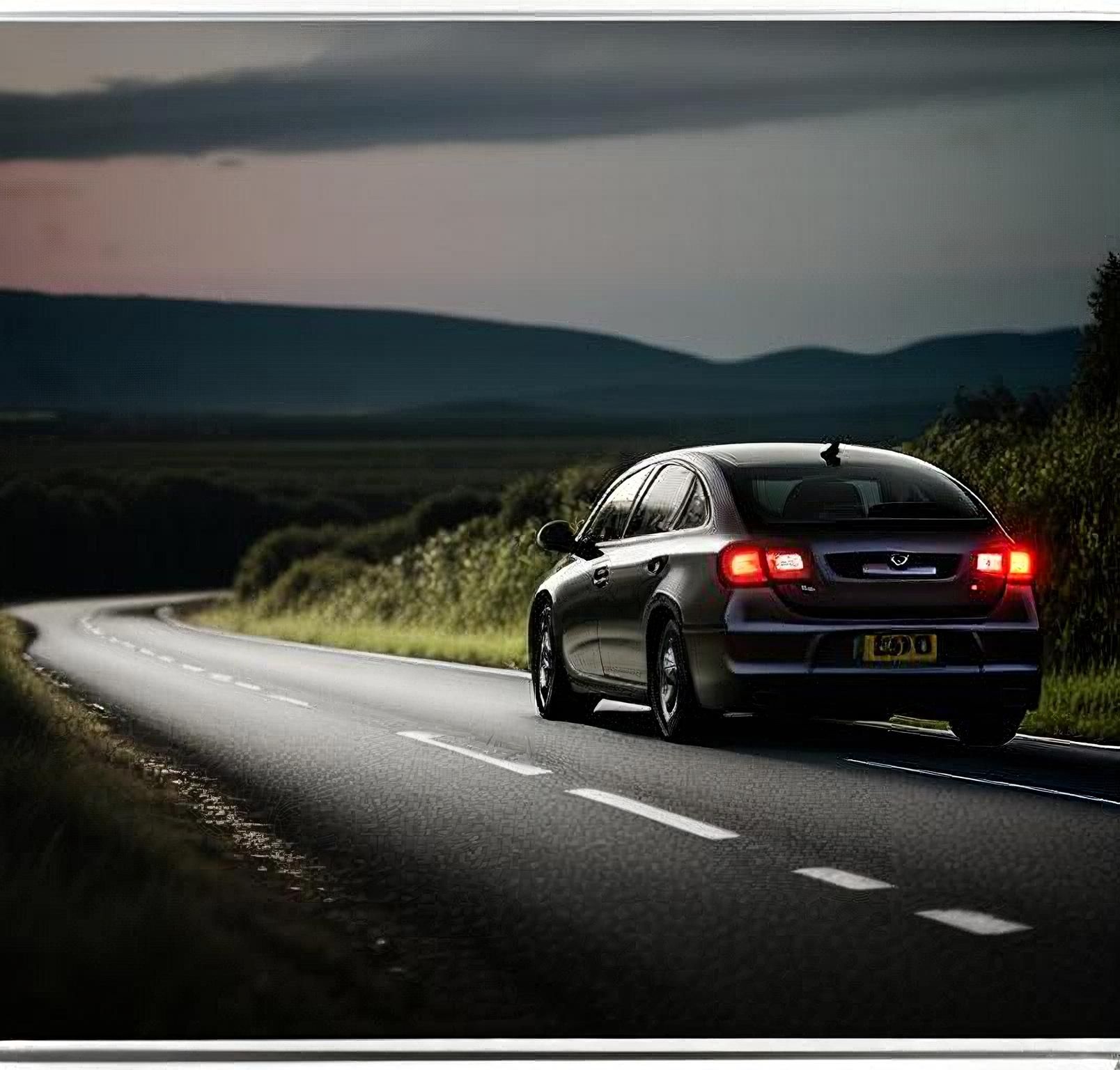 Car travelling on an open road