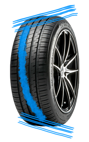 Camber or one-sided wear tyre example