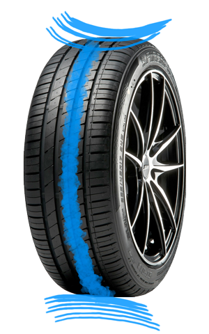 Feathered wear tyre example